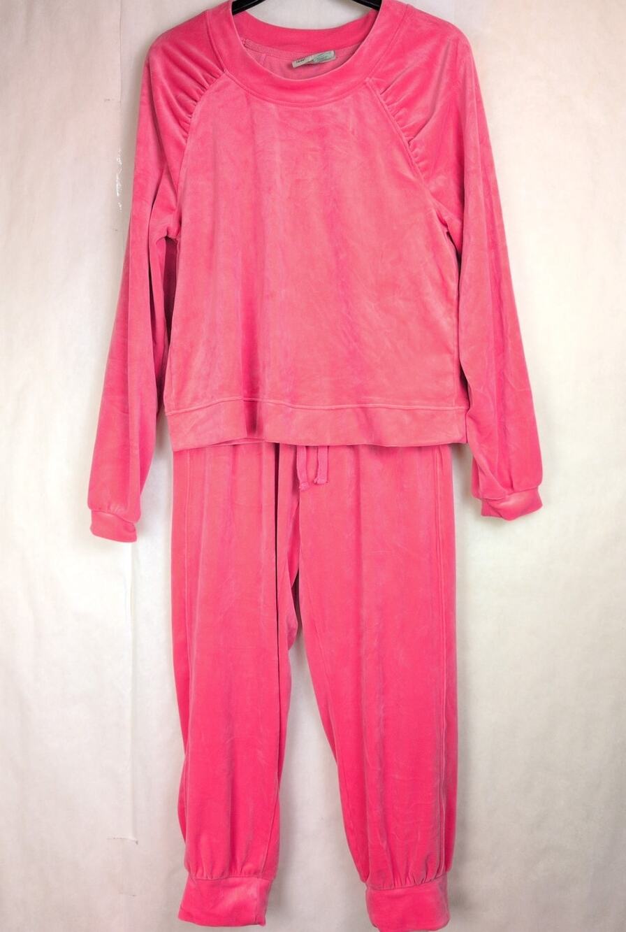 Anthropologie Saturday Sunday pink velour lounge set Size Sm Casual Y2K Barbie